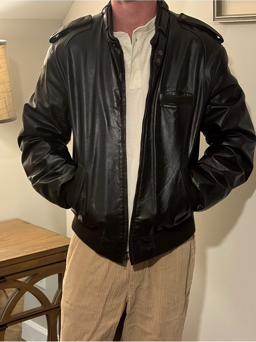 VTG Members Only By Europe Craft Brown Leather Bomber Racer Jacket Size 46